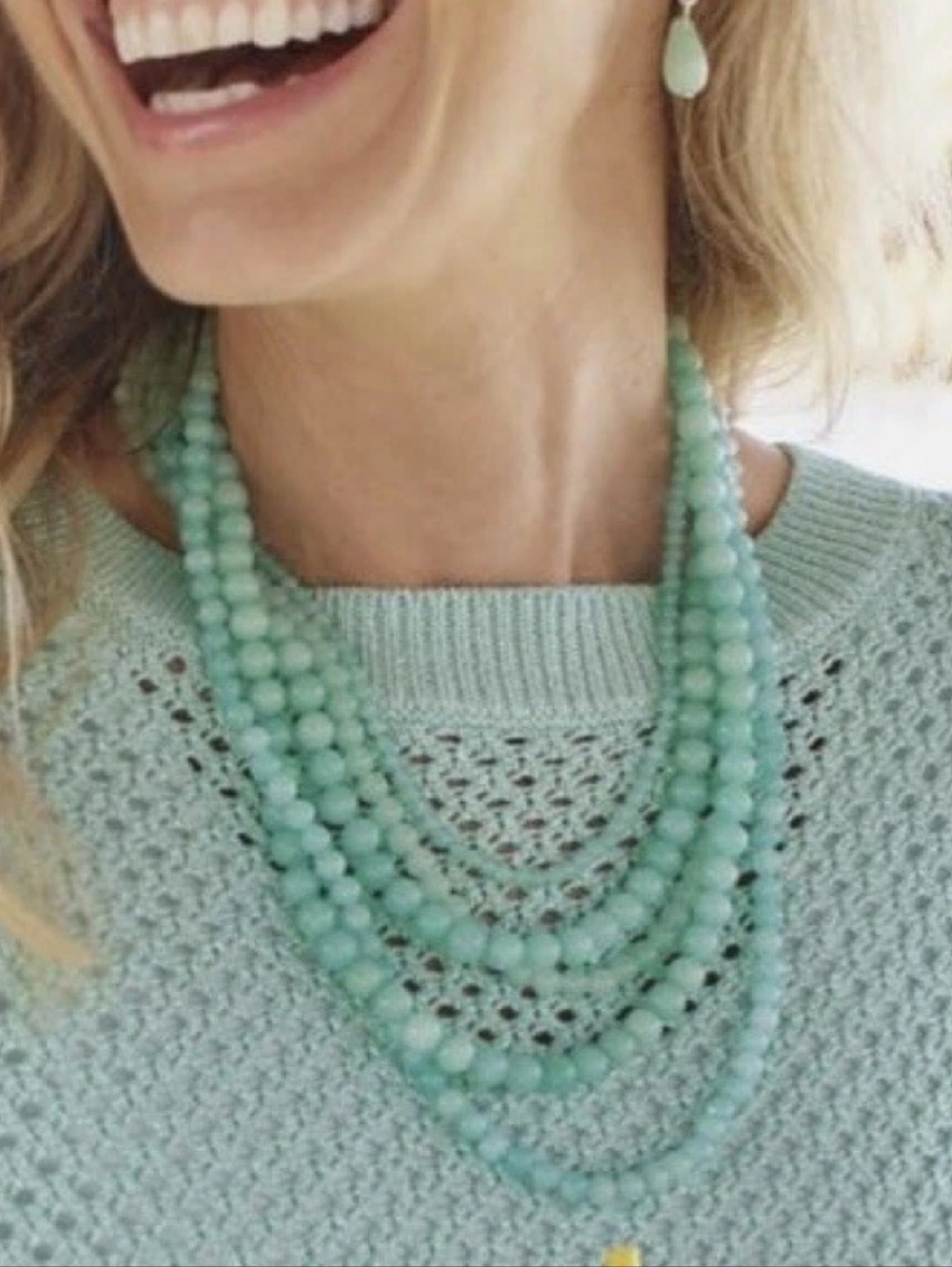 Talbots Multi-Strand Mint Bead Necklace